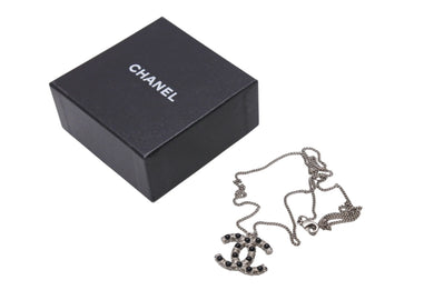 極美品 CHANEL シャネル ココマーク ネックレス 重量約11.5g 06C刻印 全長約60cm メタル ラインストーン カラーストーン シルバー 中古 4b001048