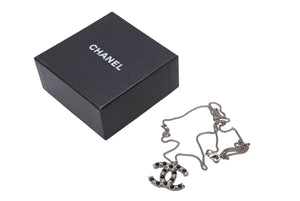 極美品 CHANEL シャネル ココマーク ネックレス 重量約11.5g 06C刻印 全長約60cm メタル ラインストーン カラーストーン シルバー 中古 4b001048
