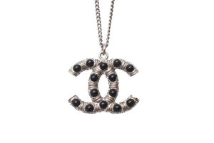 極美品 CHANEL シャネル ココマーク ネックレス 重量約11.5g 06C刻印 全長約60cm メタル ラインストーン カラーストーン シルバー 中古 4b001048