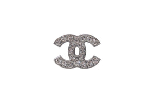 極美品 CHANEL シャネル ココマーク ピアス 重量約3.5g 05V刻印 メタル ラインストーン シルバーカラー 両耳用 中古 4b001051