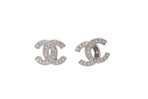 CHANEL シャネル ココマーク ピアス 重量約2.5g C19V刻印 メタル ラインストーン シルバー 両耳用 美品 中古 4b001056