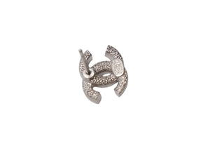 CHANEL シャネル ココマーク ピアス 重量約2.5g C19V刻印 メタル ラインストーン シルバー 両耳用 美品 中古 4b001056