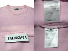 Load image into Gallery viewer, BALENCIAGA バレンシアガ 半袖Tシャツ 578137 サイズM ロゴプリント ピンク ブラック コットン 美品 中古 4b001085