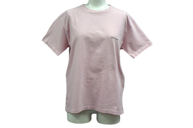 BALENCIAGA バレンシアガ 半袖Tシャツ 578137 サイズM ロゴプリント ピンク ブラック コットン 美品 中古 4b001085