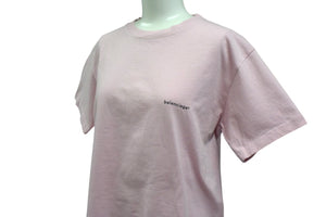 BALENCIAGA バレンシアガ 半袖Tシャツ 578137 サイズM ロゴプリント ピンク ブラック コットン 美品 中古 4b001085