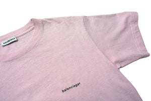 BALENCIAGA バレンシアガ 半袖Tシャツ 578137 サイズM ロゴプリント ピンク ブラック コットン 美品 中古 4b001085