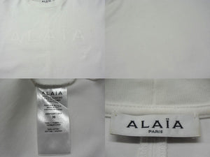 ALAIA アライア 半袖Tシャツ AA9H02911J017 サイズ36 ロゴ プリント ホワイト イタリア製 美品 中古 4b001107