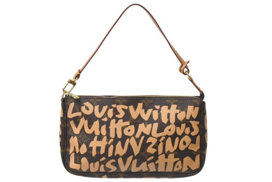 LOUIS VUITTON ルイヴィトン ポシェットアクセソワ―ル ポーチ M92193 モノグラム グラフィティ ブラウン PVC 美品 中古 4b001119