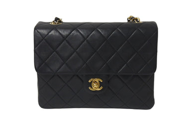 CHANEL シャネル ミニマトラッセ20 ショルダーバッグ 1番台 A01163 ブラック ラムスキン ゴールド金具 美品 中古 4b001121