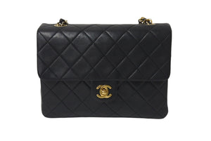 CHANEL シャネル ミニマトラッセ20 ショルダーバッグ 1番台 A01163 ブラック ラムスキン ゴールド金具 美品 中古 4b001121