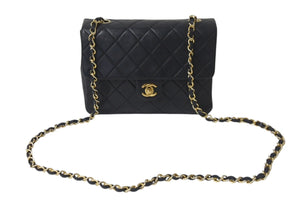 CHANEL シャネル ミニマトラッセ20 ショルダーバッグ 1番台 A01163 ブラック ラムスキン ゴールド金具 美品 中古 4b001121
