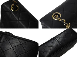 CHANEL シャネル ミニマトラッセ20 ショルダーバッグ 1番台 A01163 ブラック ラムスキン ゴールド金具 美品 中古 4b001121