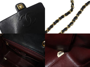 CHANEL シャネル ミニマトラッセ20 ショルダーバッグ 1番台 A01163 ブラック ラムスキン ゴールド金具 美品 中古 4b001121
