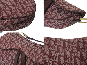 Christian Dior クリスチャンディオール サドルバッグ ガリアーノ期 ハンドバッグ トロッター柄 レザー レッド 美品 中古 4b001122