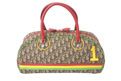 Christian Dior クリスチャンディオール ハンドバッグ 01RU 0094 トロッター ラスタカラー ブラウン シルバー金具 美品 中古 4b001123