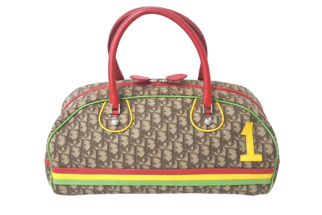 Christian Dior クリスチャンディオール ハンドバッグ 01RU 0094 トロッター ラスタカラー ブラウン シルバー金具 美品 中古 4b001123