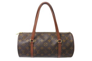 LOUIS VUITTON ルイヴィトン パピヨン30 モノグラムキャンバス ハンドバッグ 旧型 筒形 M51365 ブラウン 美品 中古 4b001126