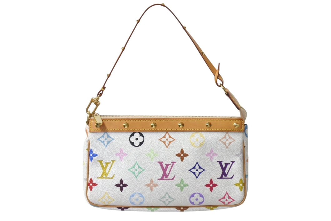 極美品 LOUIS VUITTON ルイヴィトン ポシェット アクセソワール アクセサリーポーチ M92649 モノグラム マルチカラー 村上隆 中古 4b000876
