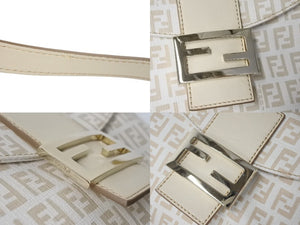 極美品 FENDI フェンディ ズッキーノ マンマバケット ハンドバッグ ワンショルダーバッグ ベージュ キャンバス 中古 4b001128