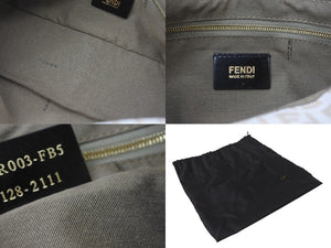 極美品 FENDI フェンディ ズッキーノ マンマバケット ハンドバッグ ワンショルダーバッグ ベージュ キャンバス 中古 4b001128
