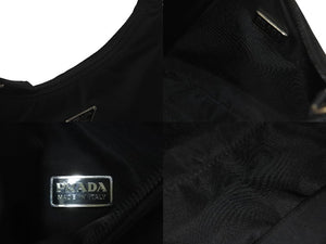 極美品 PRADA プラダ ホーボー ハンドバッグ ワンショルダーバッグ MV515 トライアングルロゴ ナイロン ブラック 中古 4b001129