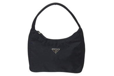 極美品 PRADA プラダ ホーボー ハンドバッグ ワンショルダーバッグ MV515 トライアングルロゴ ナイロン ブラック 中古 4b001129
