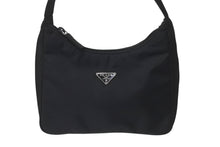 Load image into Gallery viewer, 極美品 PRADA プラダ ホーボー ハンドバッグ ワンショルダーバッグ MV515 トライアングルロゴ ナイロン ブラック 中古 4b001129