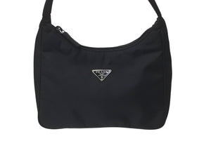 極美品 PRADA プラダ ホーボー ハンドバッグ ワンショルダーバッグ MV515 トライアングルロゴ ナイロン ブラック 中古 4b001129