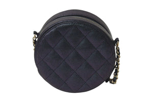 極美品 CHANEL シャネル チェーンショルダーバッグ ココマーク マトラッセ クラシック 丸型 キャビアスキン 27番台 パープル系 シェル 中古 4b001137