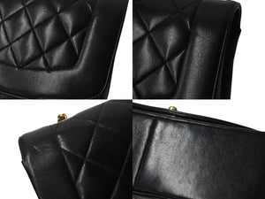 極美品 CHANEL シャネル ショルダーバッグ ダイアナ 25 2番台 ラムスキン ブラック ゴールド金具 中古 4b001138