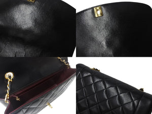 極美品 CHANEL シャネル ショルダーバッグ ダイアナ 25 2番台 ラムスキン ブラック ゴールド金具 中古 4b001138