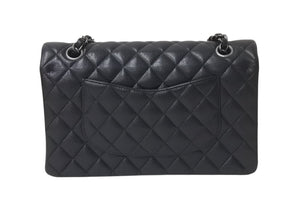 新品同様 CHANEL シャネル マトラッセ25 Wフラップ Wチェーンショルダーバッグ 21番台 キャビアスキン ココマーク 総ブラック 中古 4b001141
