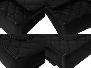 新品同様 CHANEL シャネル マトラッセ25 Wフラップ Wチェーンショルダーバッグ 21番台 キャビアスキン ココマーク 総ブラック 中古 4b001141