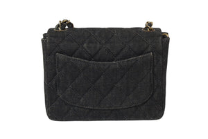 CHANEL シャネル デニム ミニマトラッセ 17 チェーンショルダーバッグ 6番台 ココマーク ブラック系 ゴールド金具 美品 中古 4b001144