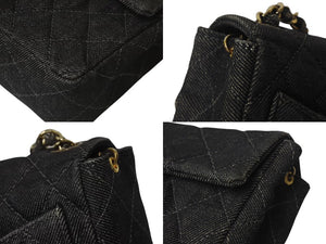 CHANEL シャネル デニム ミニマトラッセ 17 チェーンショルダーバッグ 6番台 ココマーク ブラック系 ゴールド金具 美品 中古 4b001144