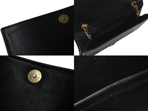 CHANEL シャネル ショルダーバッグ ココマーク フルフラップ ブラック ラムスキン ゴールド金具 美品 中古 4b001145