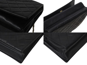 CHANEL シャネル ショルダーバッグ ココマーク フルフラップ ブラック ラムスキン ゴールド金具 美品 中古 4b001145