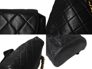 極美品 CHANEL シャネル DUMA デュマ バックパック リュック 3番台 チェーンショルダー ココマーク ラムスキン ブラック 中古 4b001147