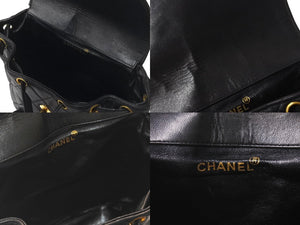 極美品 CHANEL シャネル DUMA デュマ バックパック リュック 3番台 チェーンショルダー ココマーク ラムスキン ブラック 中古 4b001147