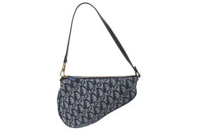 Christian Dior クリスチャンディオール トロッター サドルポーチ ワンショルダーバッグ MC1001 ネイビー 美品 中古 4b001150