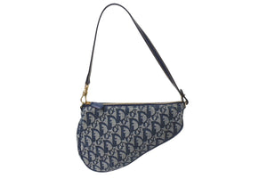 Christian Dior クリスチャンディオール トロッター サドルポーチ ワンショルダーバッグ MC1001 ネイビー 美品 中古 4b001150