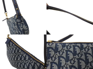 Christian Dior クリスチャンディオール トロッター サドルポーチ ワンショルダーバッグ MC1001 ネイビー 美品 中古 4b001150