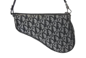 Christian Dior クリスチャンディオール トロッター サドルポーチ ワンショルダーバッグ ネイビー ロゴ 良品 中古 4b001151