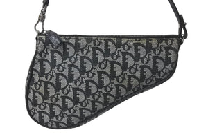 Christian Dior クリスチャンディオール トロッター サドルポーチ ワンショルダーバッグ ネイビー ロゴ 良品 中古 4b001151