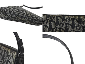 Christian Dior クリスチャンディオール トロッター サドルポーチ ワンショルダーバッグ ネイビー ロゴ 良品 中古 4b001151