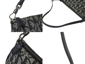 Christian Dior クリスチャンディオール トロッター サドルポーチ ワンショルダーバッグ ネイビー ロゴ 良品 中古 4b001151