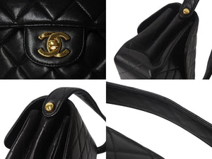 極美品 CHANEL シャネル ダブルフェイス マトラッセ25 ハンドバッグ 4番台 ココマーク ラムスキン ブラック ゴールド金具 中古 4b001157