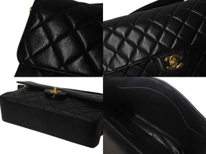 極美品 CHANEL シャネル ダブルフェイス マトラッセ25 ハンドバッグ 4番台 ココマーク ラムスキン ブラック ゴールド金具 中古 4b001157