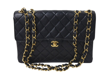 CHANEL シャネル マトラッセ 30 Wチェーンショルダーバッグ 6番台 ココマーク ラムスキン ブラック ゴールド金具 美品 中古 4b001158