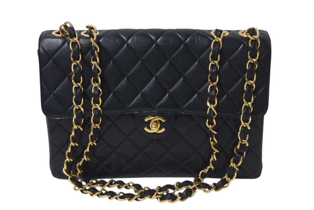CHANEL シャネル マトラッセ 30 Wチェーンショルダーバッグ 6番台 ココマーク ラムスキン ブラック ゴールド金具 美品 中古 4b001158